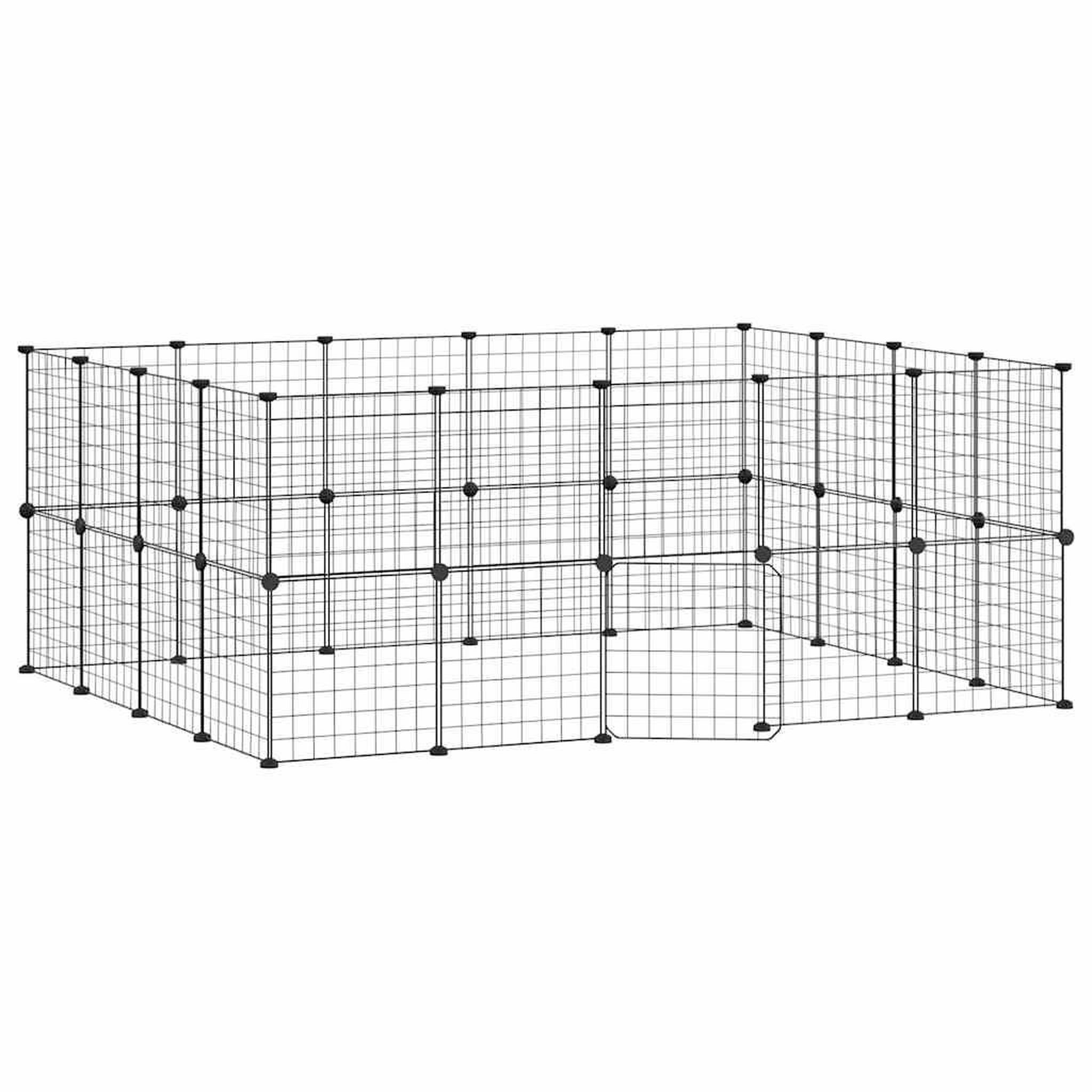 Voir la diapositive 2 : VIDAXL Cage animaux de compagnie a 36 panneaux et porte Noir 35x35 cm