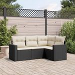 VIDAXL Salon de jardin 4 pcs avec coussins noir resine tressee
