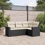 Voir la diapositive 1 : VIDAXL Salon de jardin 4 pcs avec coussins noir resine tressee
