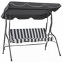 Voir la diapositive 1 : OUTSUNNY Balancelle de jardin 3 places coussins assise dossier gris blanc rayé