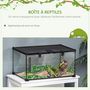 Voir la diapositive 4 : PAWHUT Terrarium en verre - vivarium reptiles & batraciens - habitat tortue - couvercle grillagé coulissant verrouillable - distributeur eau, thermomètre inclus - métal noir verre