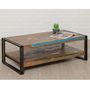 Voir la diapositive 2 : Paris Prix Table Basse Rectangulaire en Teck Industriel  Loft  120cm Marron