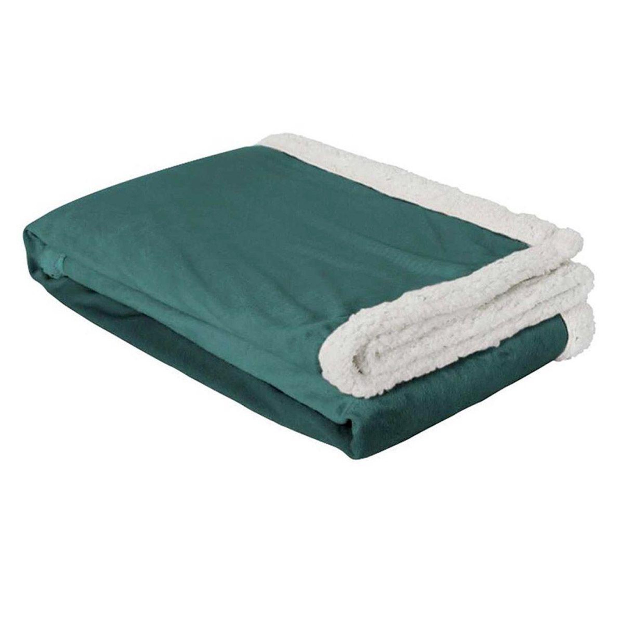 The Home Deco Factory Plaid microfibre  intérieur sherpa  120x150cm bleu canard
