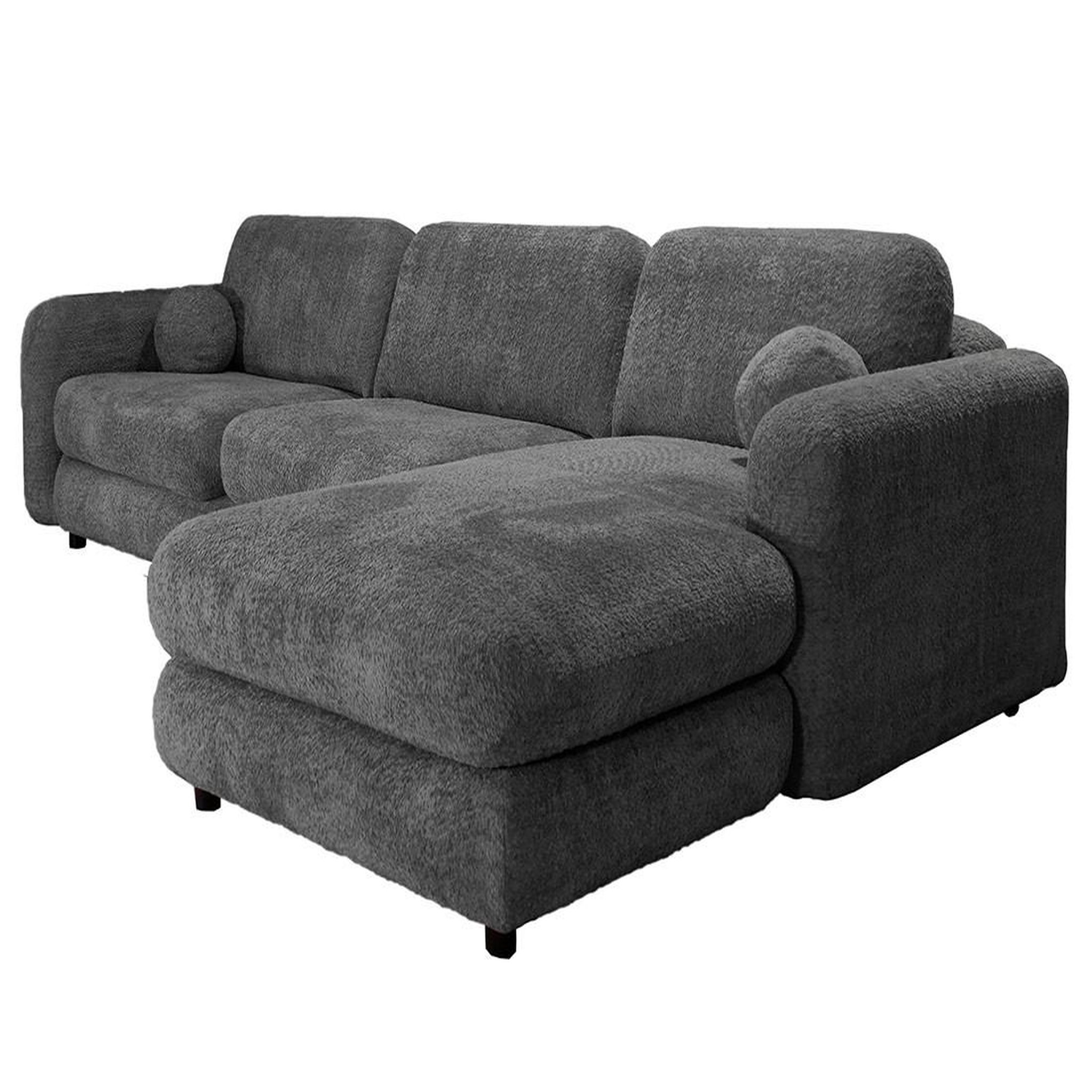 Voir la diapositive 2 : BEST MOBILIER Rachel - canapé d'angle droit 4 places en tissu bouclette