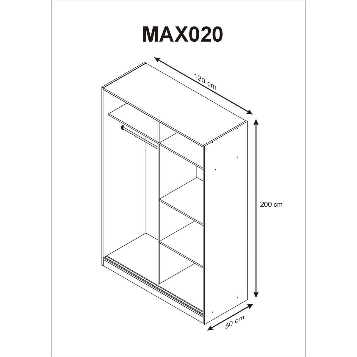 Armoire 2 portes coulissantes BRAGA L120CM
