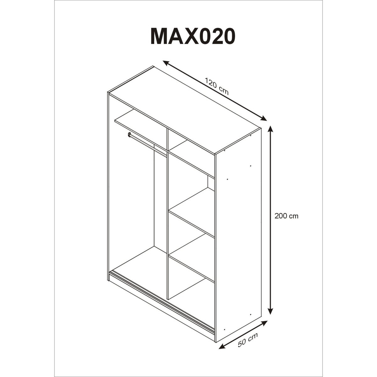 Armoire 2 portes coulissantes BRAGA L120CM