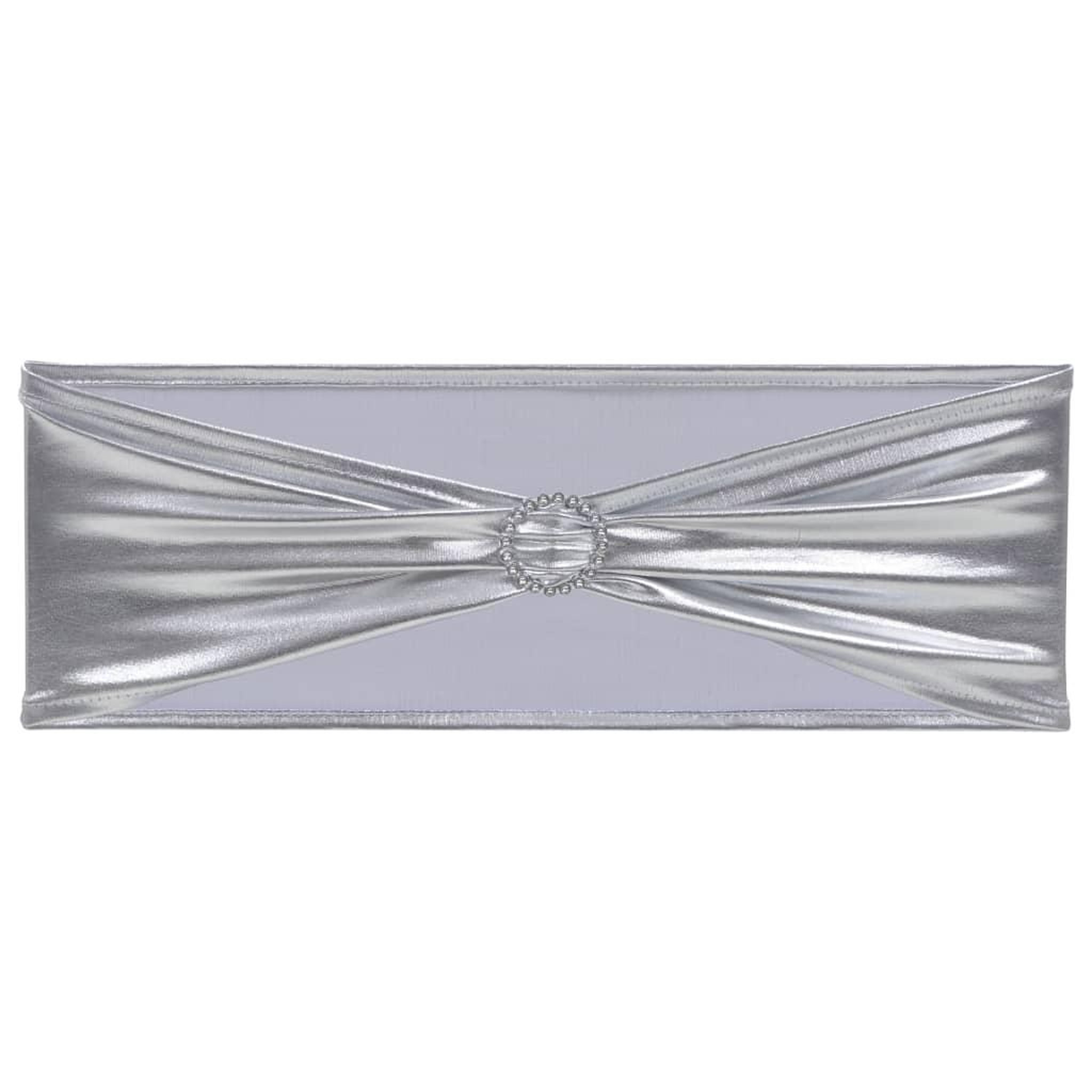 Voir la diapositive 3 : VIDAXL Ruban elastique de chaise 25 pcs avec boucle a diamants Argente