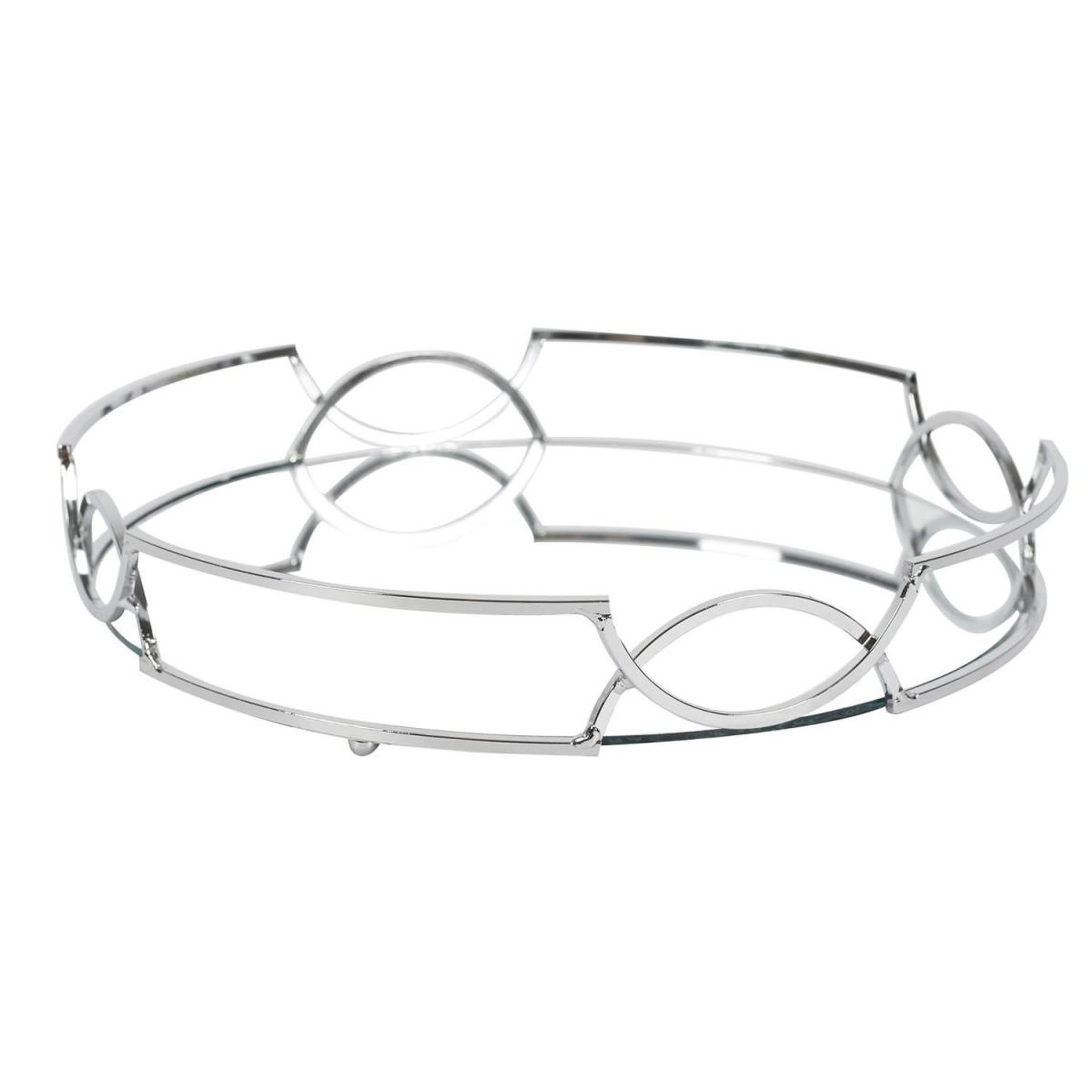 The Home Deco Factory Plateau de service design  miroir  30cm argent