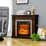 Voir la diapositive 2 : HOMCOM Cheminée électrique 1800W design ranch effet bois foncé et pierre parement télécommande