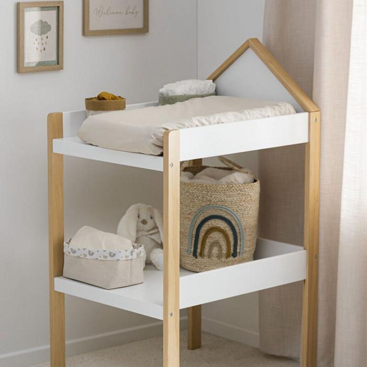 Atmosphera Kids Table à Langer pour Bébé  Scandinave  117cm Blanc