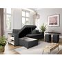 Voir la diapositive 4 : Canapé d'angle convertible avec coffre 3 places + 2 poufs à droite et étagère à gauche MACHA