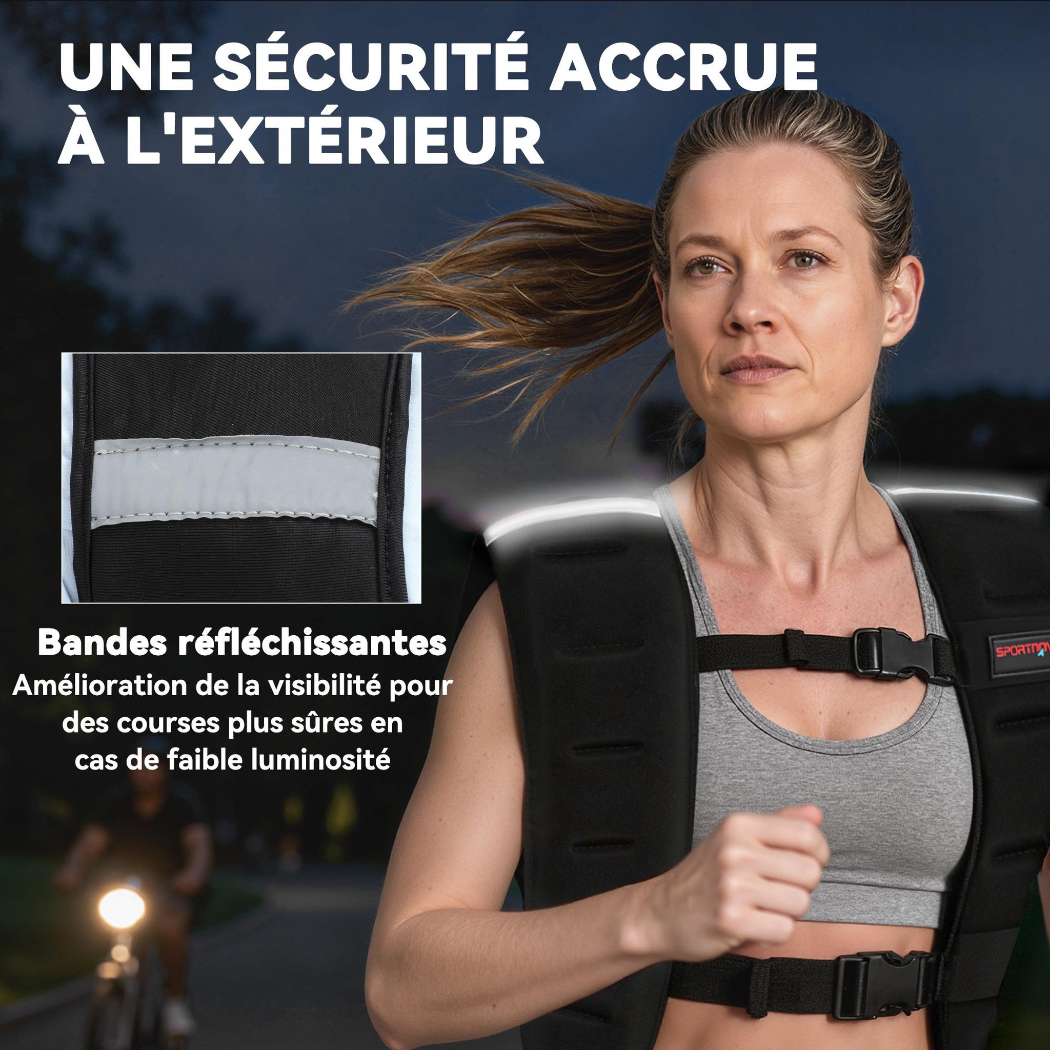 Voir la diapositive 5 : HOMCOM Gilet lesté veste lestée 8 Kg max. sangles réglables bandes réfléchissantes néoprène noir