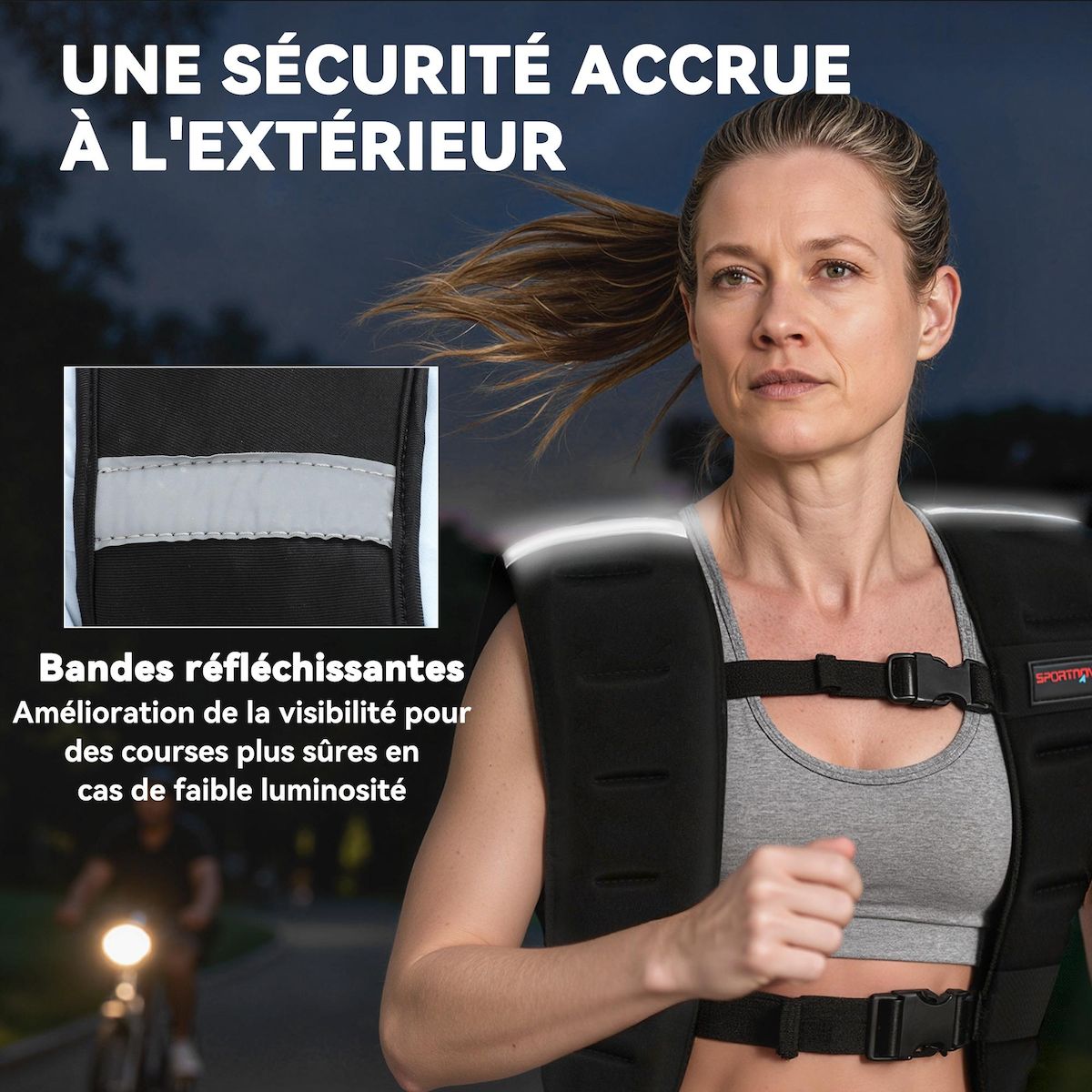 HOMCOM Gilet lesté veste lestée 8 Kg max. sangles réglables bandes réfléchissantes néoprène noir