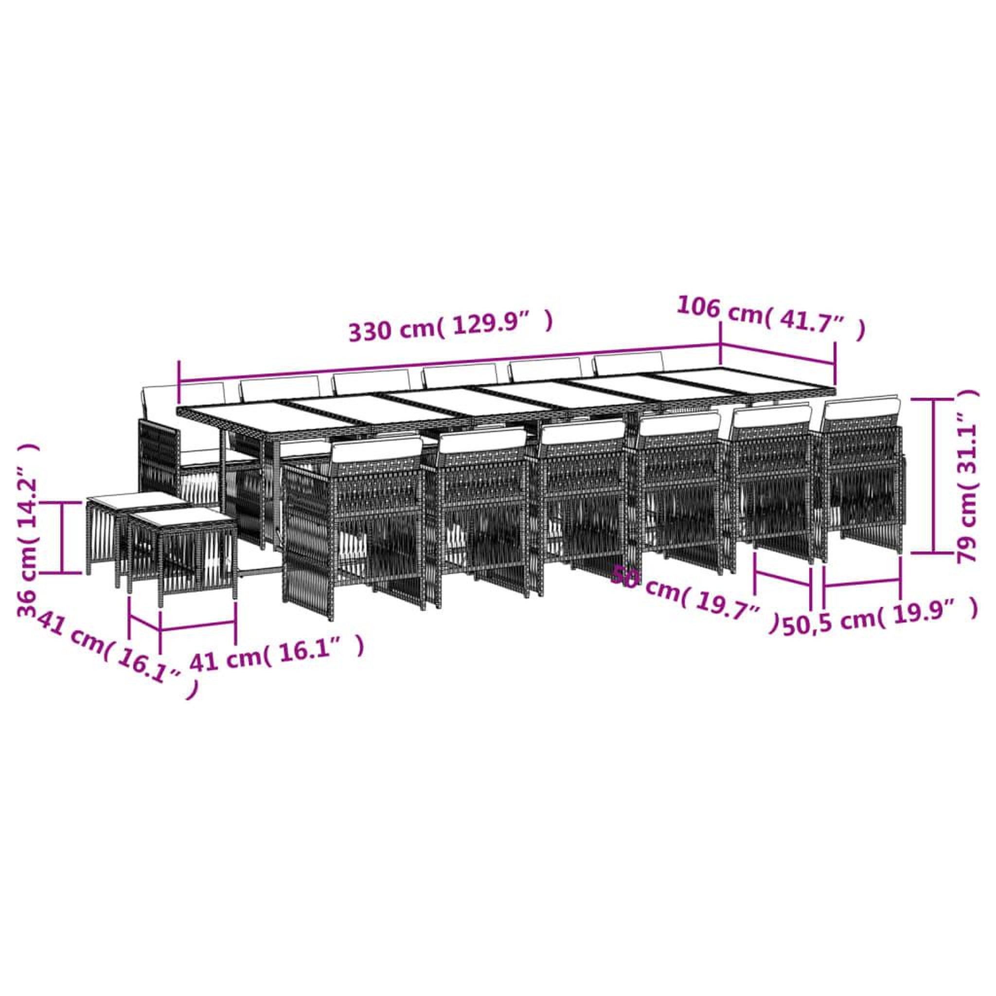 Voir la diapositive 6 : VIDAXL Ensemble a manger de jardin 17 pcs et coussins resine tressee