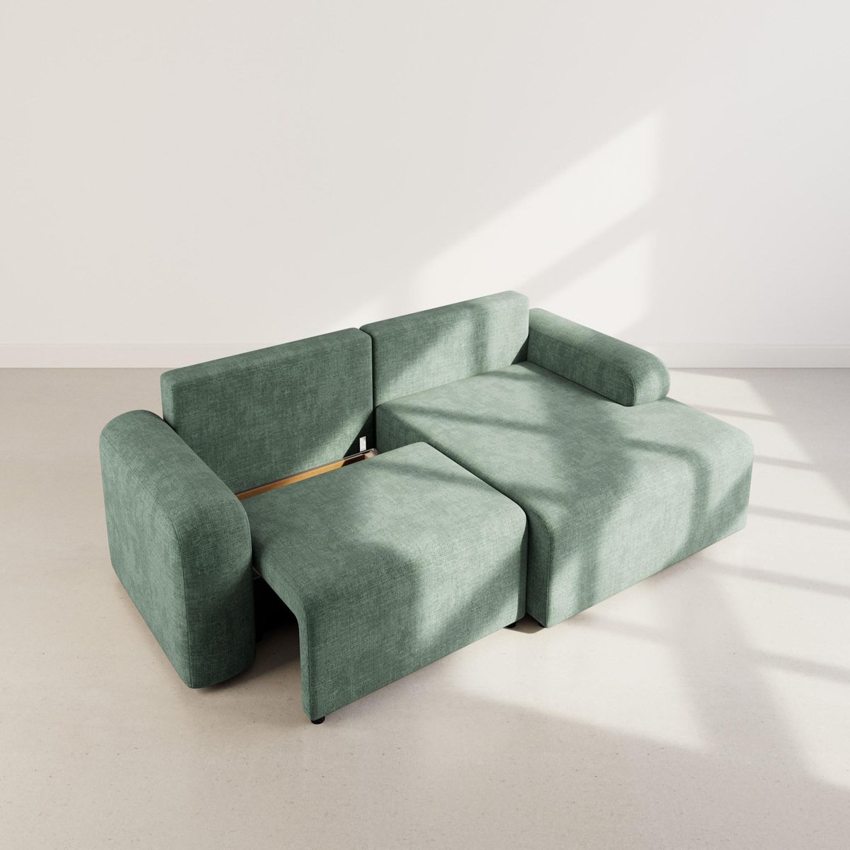 BEST MOBILIER Rebecca - canapé d'angle droit 4 places convertible avec coffre en velours texturé