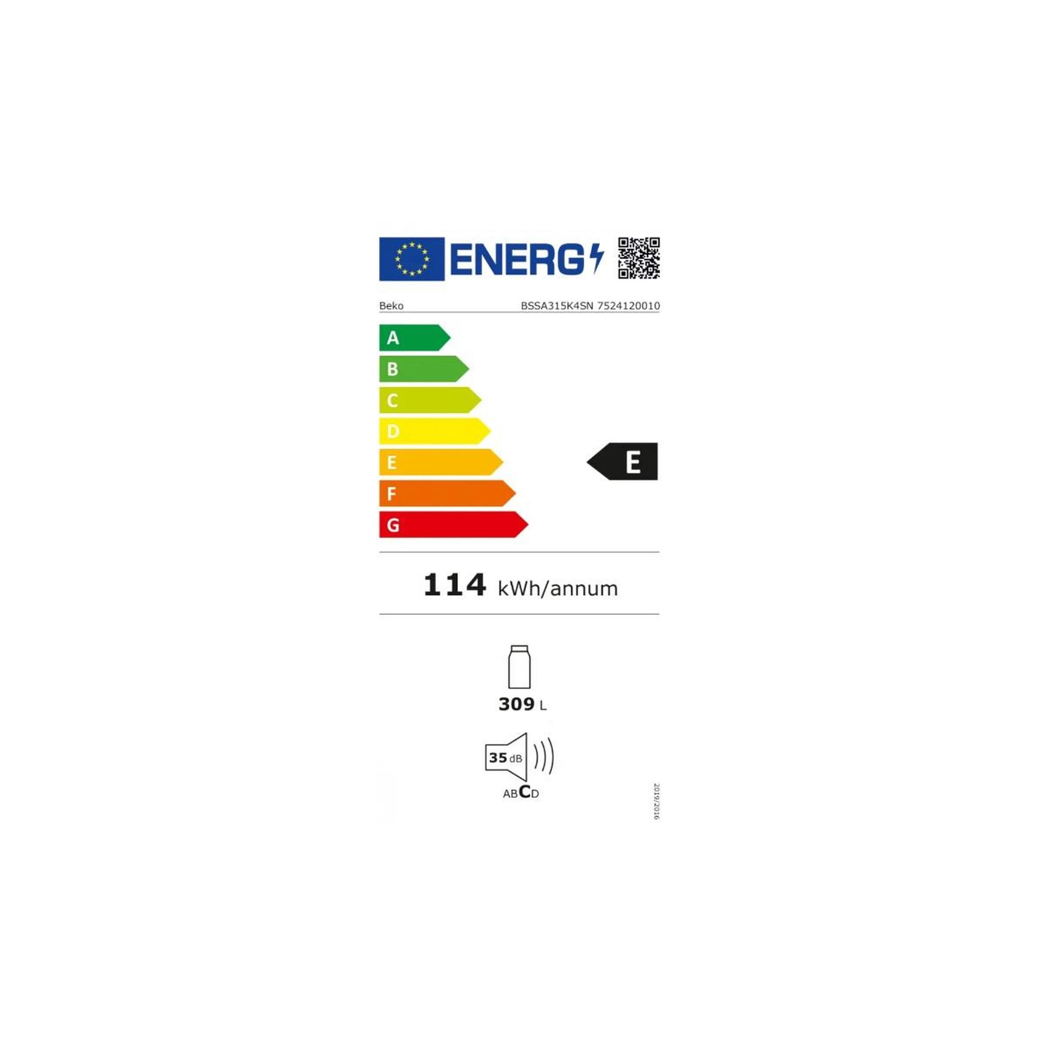 Voir la diapositive 2 : Beko Réfrigérateur 1 porte intégrable à glissières 309l - bssa315k4sn