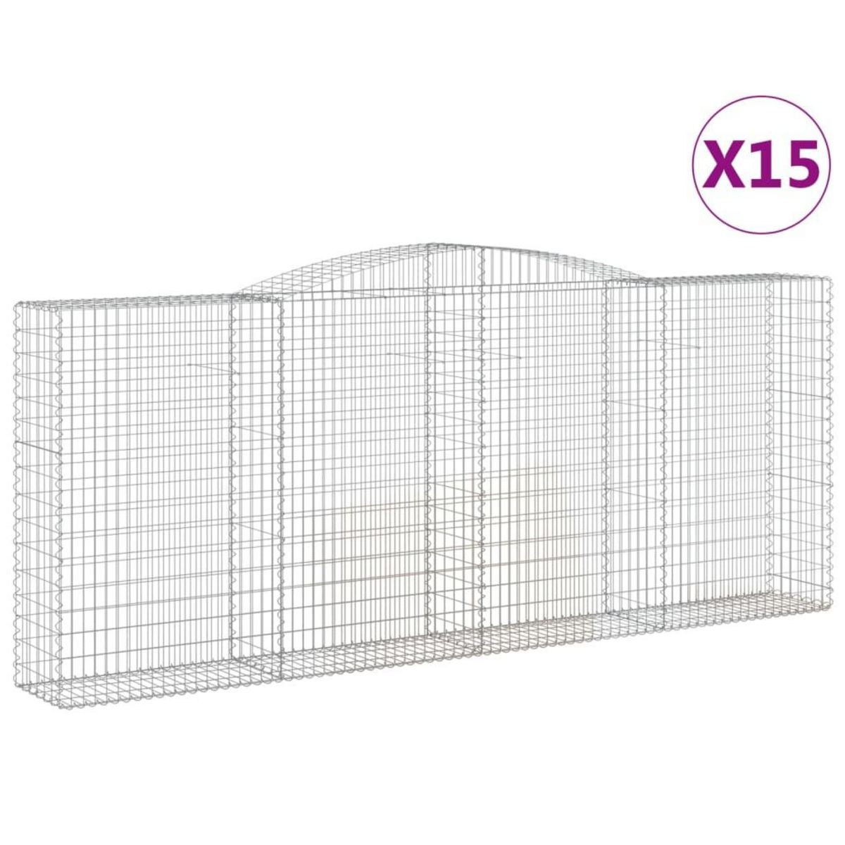VIDAXL Paniers a gabions arques 15 pcs 400x50x160/180 cm fer galvanise