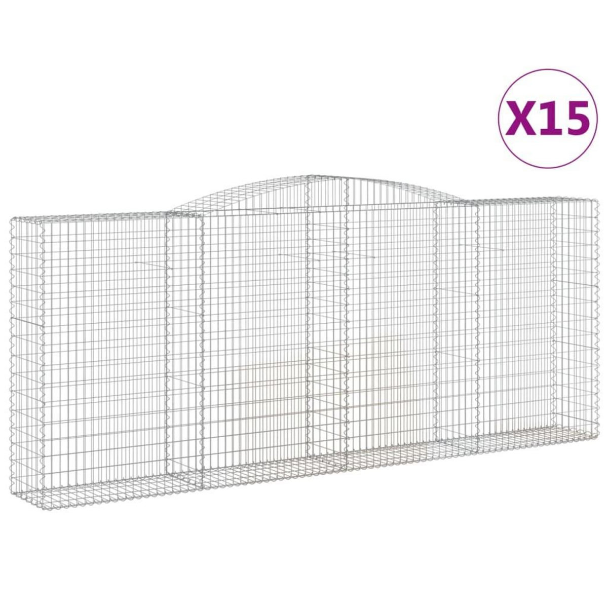 VIDAXL Paniers a gabions arques 15 pcs 400x50x160/180 cm fer galvanise