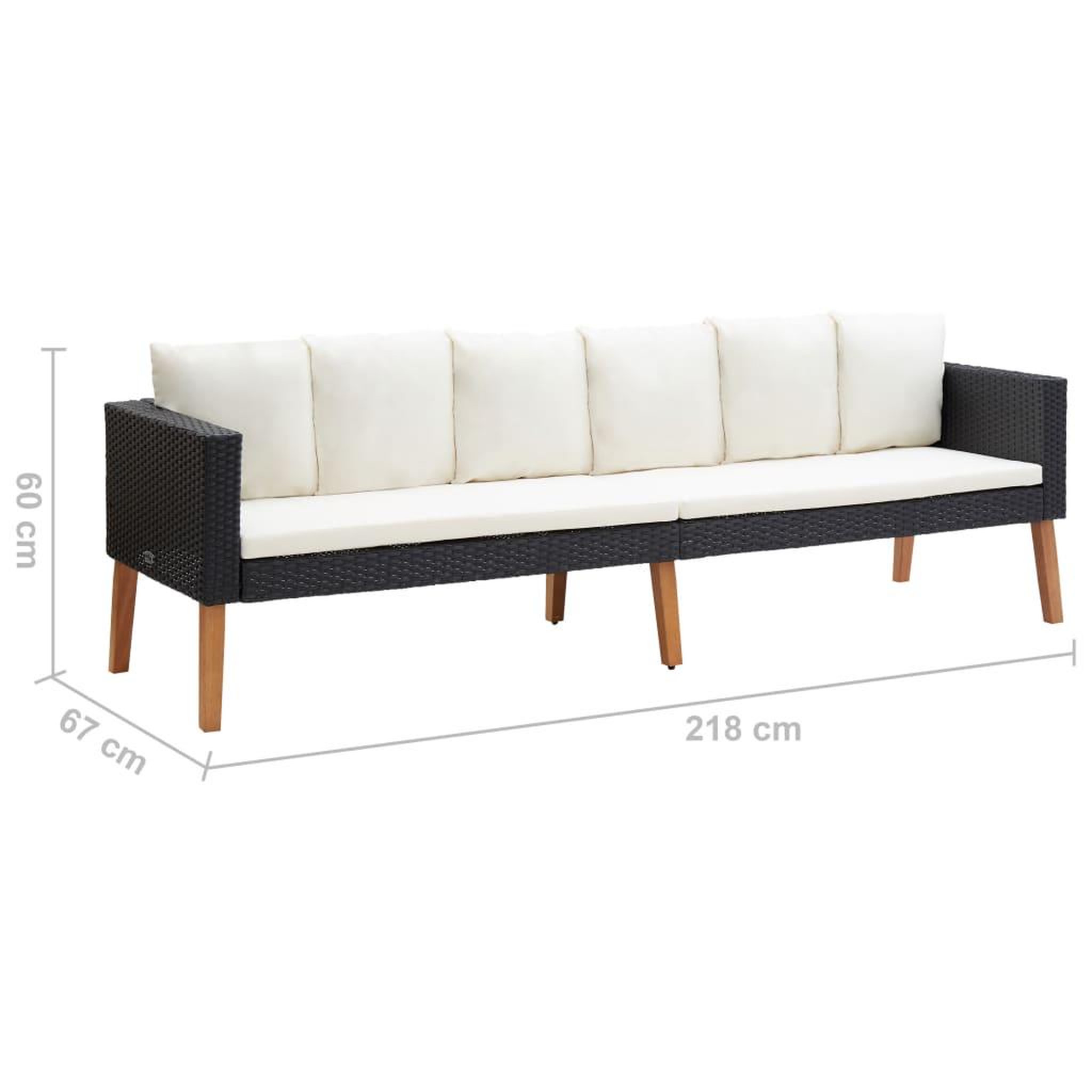 Voir la diapositive 6 : VIDAXL Canape de jardin a 3 places avec coussins Resine tressee Noir