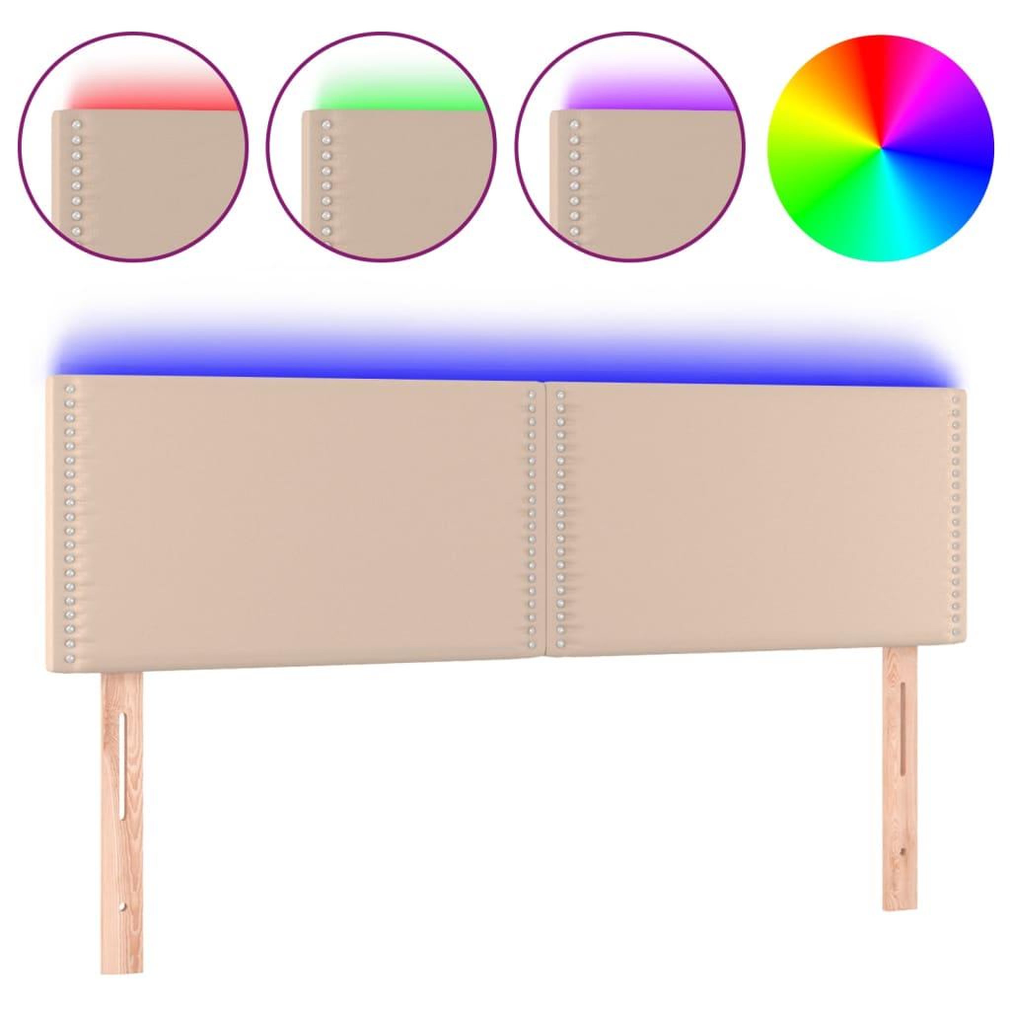 Voir la diapositive 2 : VIDAXL Tete de lit a LED Cappuccino 144x5x78/88 cm Similicuir