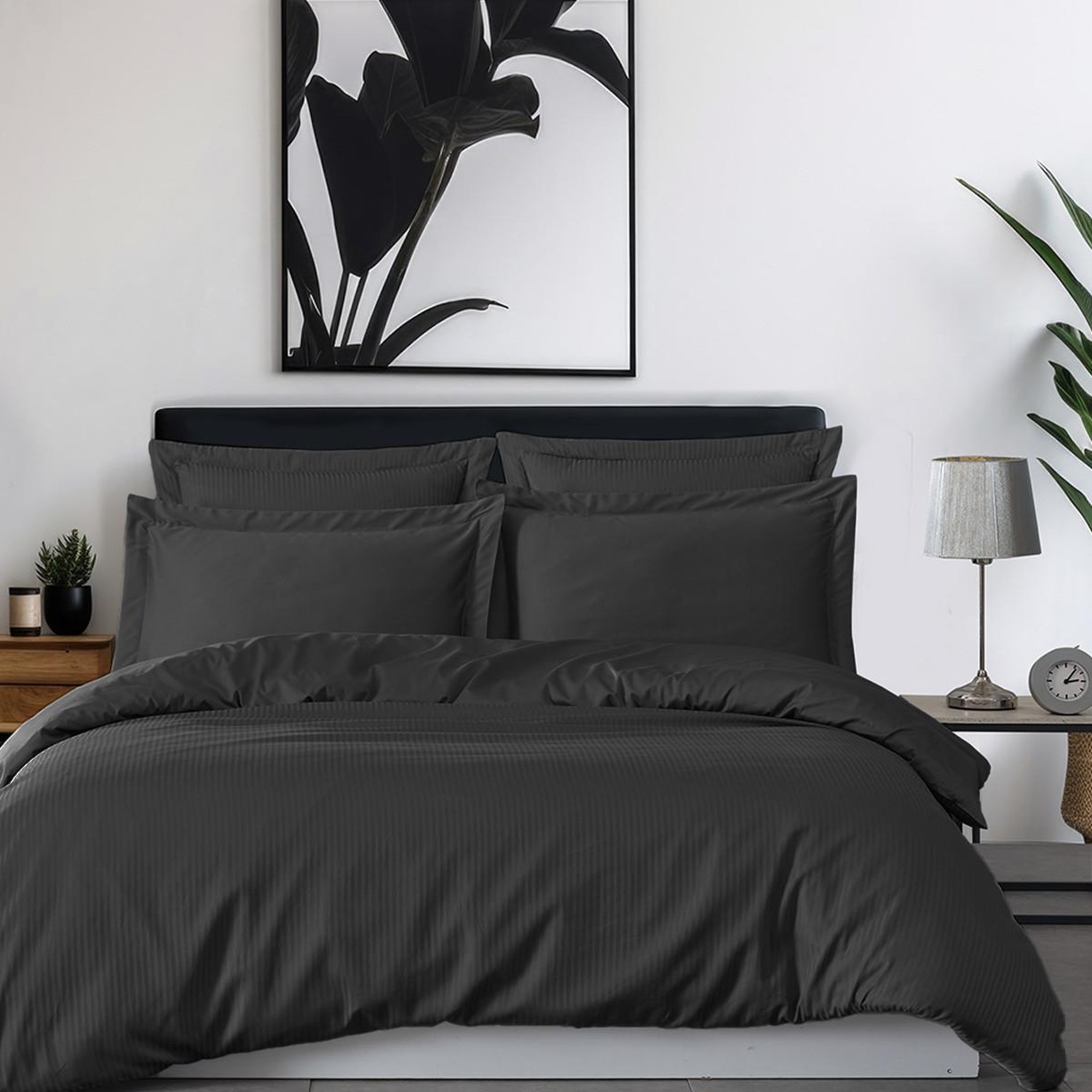 Voir la diapositive 5 : Sensei Maison Parure housse de couette rayée satin + 2 taies 50x70 cm VERSALUXE