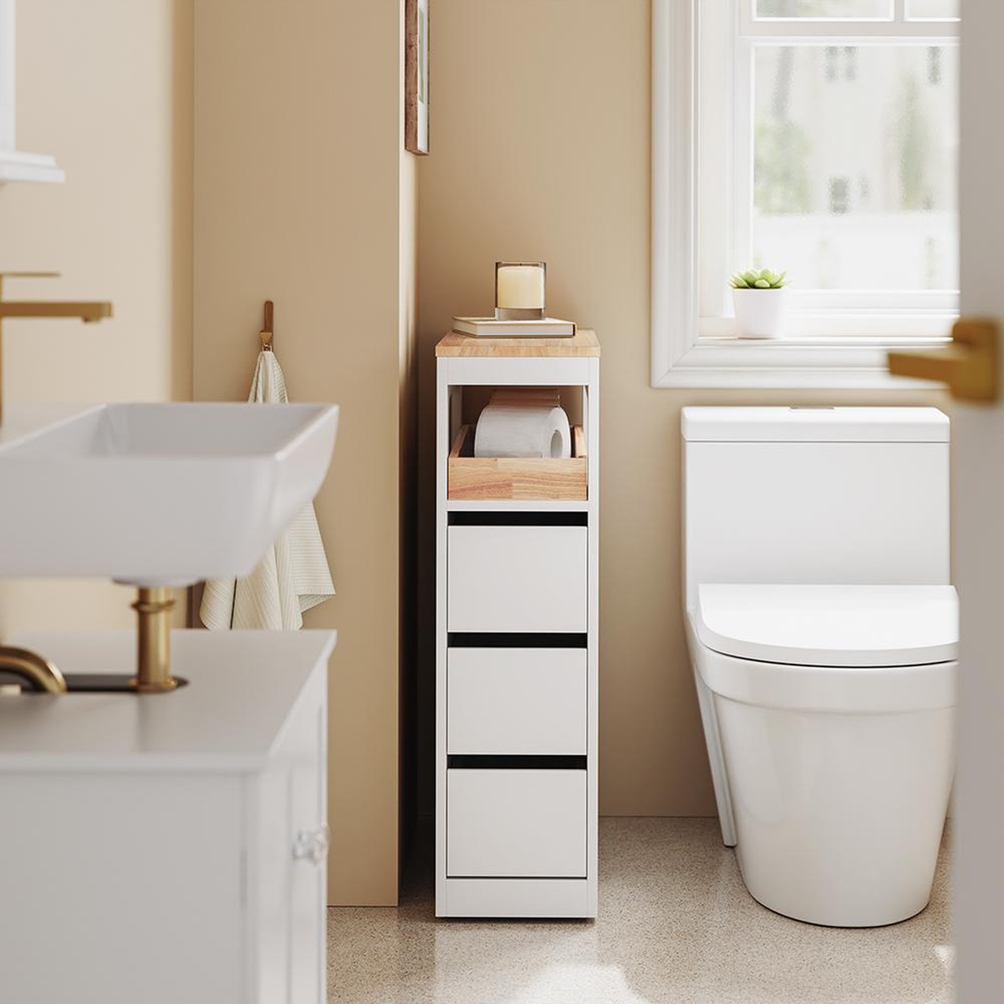 Voir la diapositive 5 : SOBUY SoBuy - Meuble bas de salle de bain à 4 tiroirs - Nordique - BZR54-II