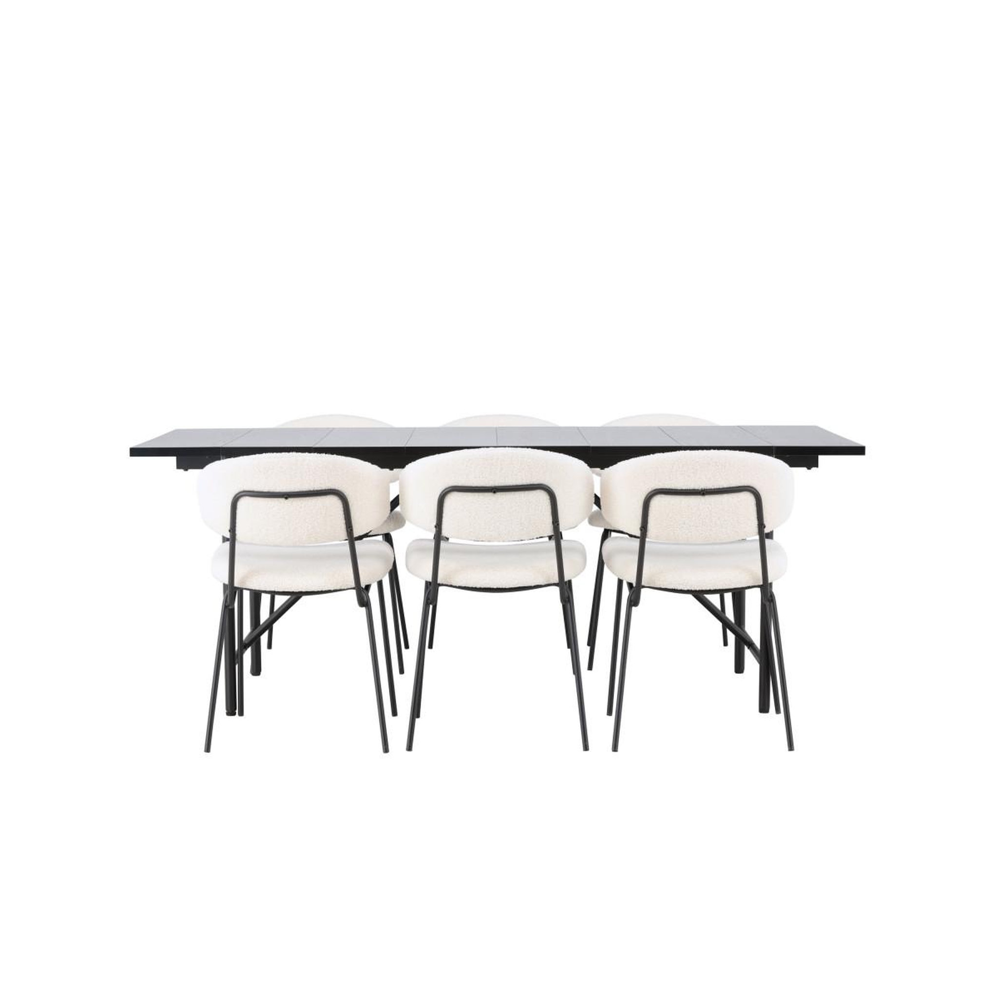 Voir la diapositive 2 : Paris Prix Ensemble table à manger & 6 chaises  astrid & chico  200cm noir & blanc crème