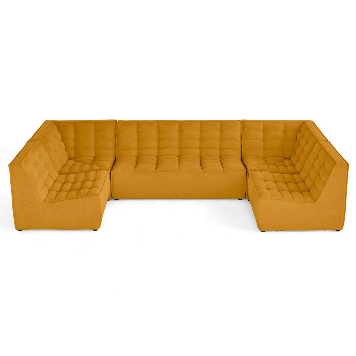 LISA DESIGN Ellie - canapé modulable panoramique 7 places en velours texturé