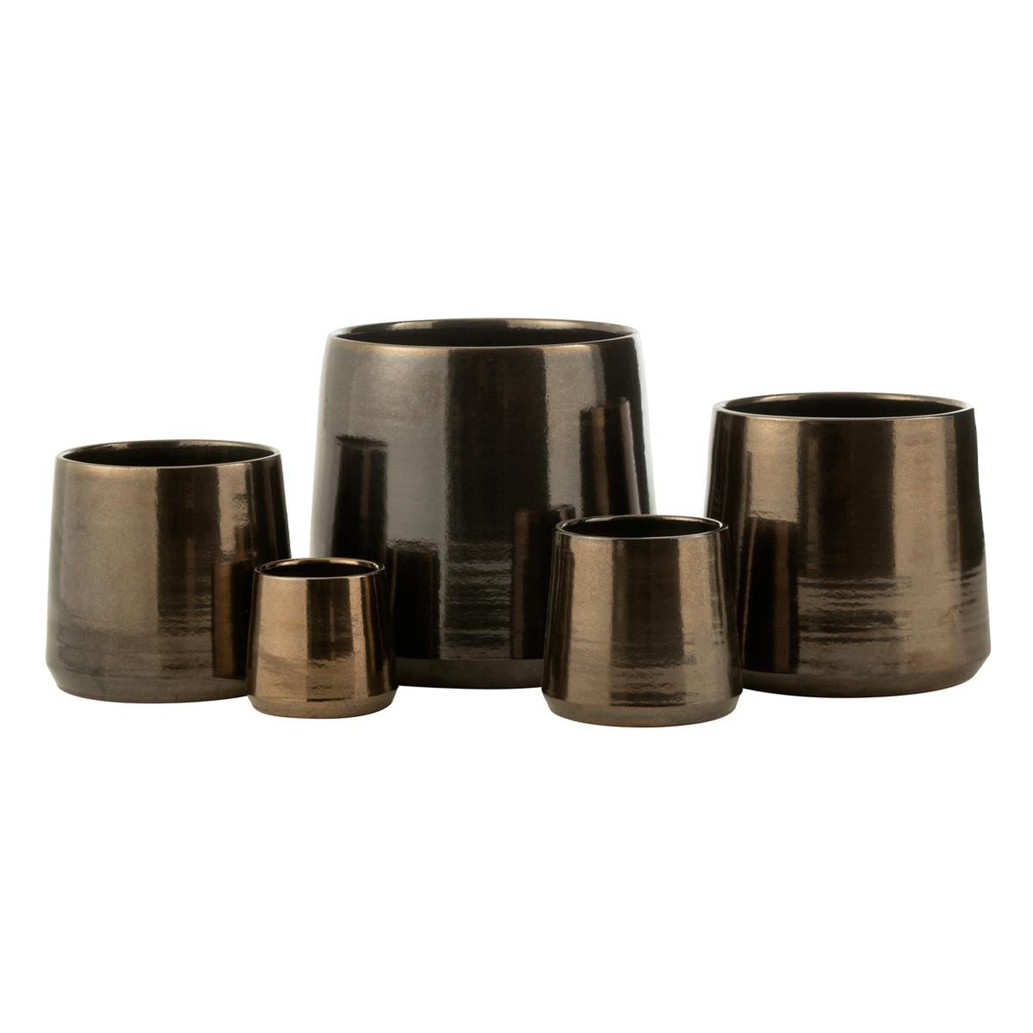 Voir la diapositive 2 : J-LINE Cache-Pot en Terre Cuite  Terra  24cm Or