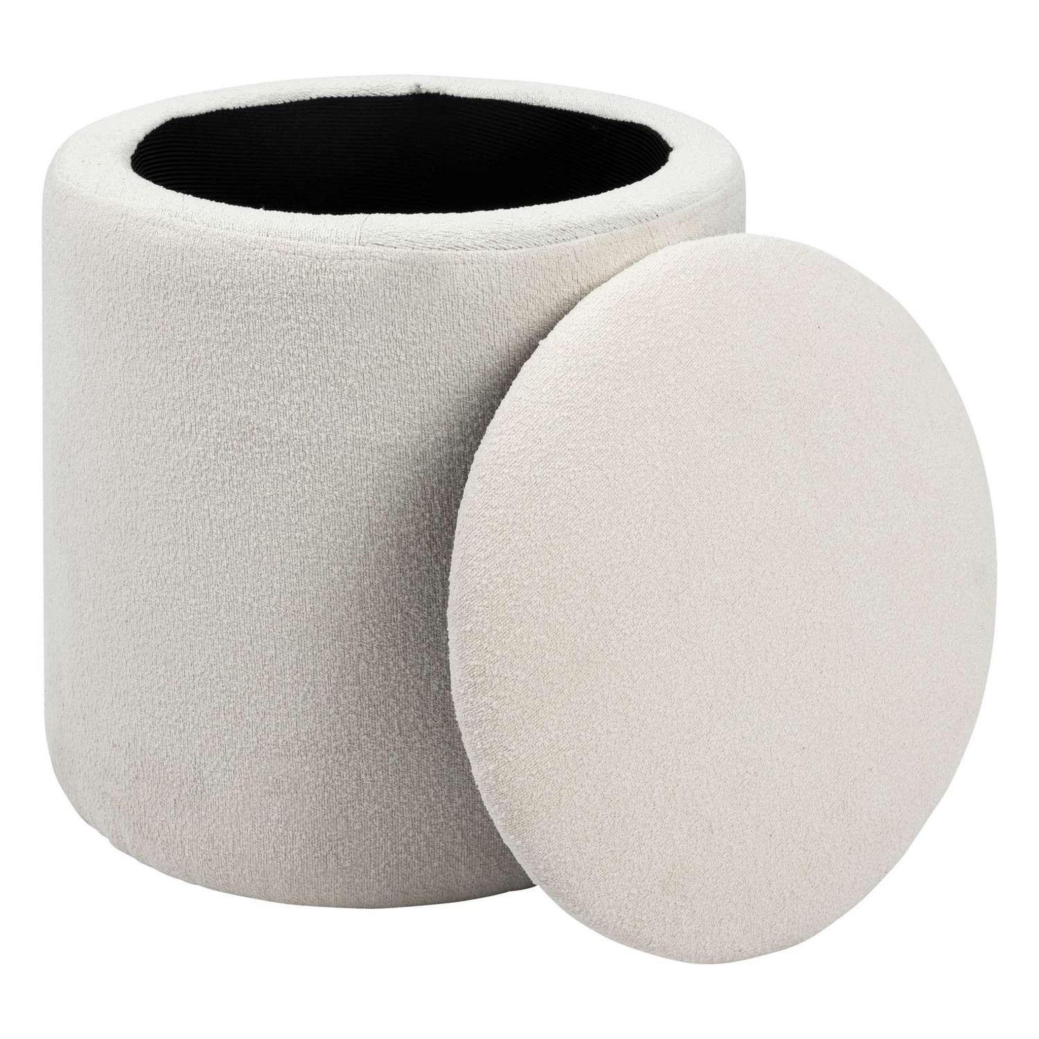 Voir la diapositive 3 : ATMOSPHERA Pouf de rangement en bouclette - Blanc