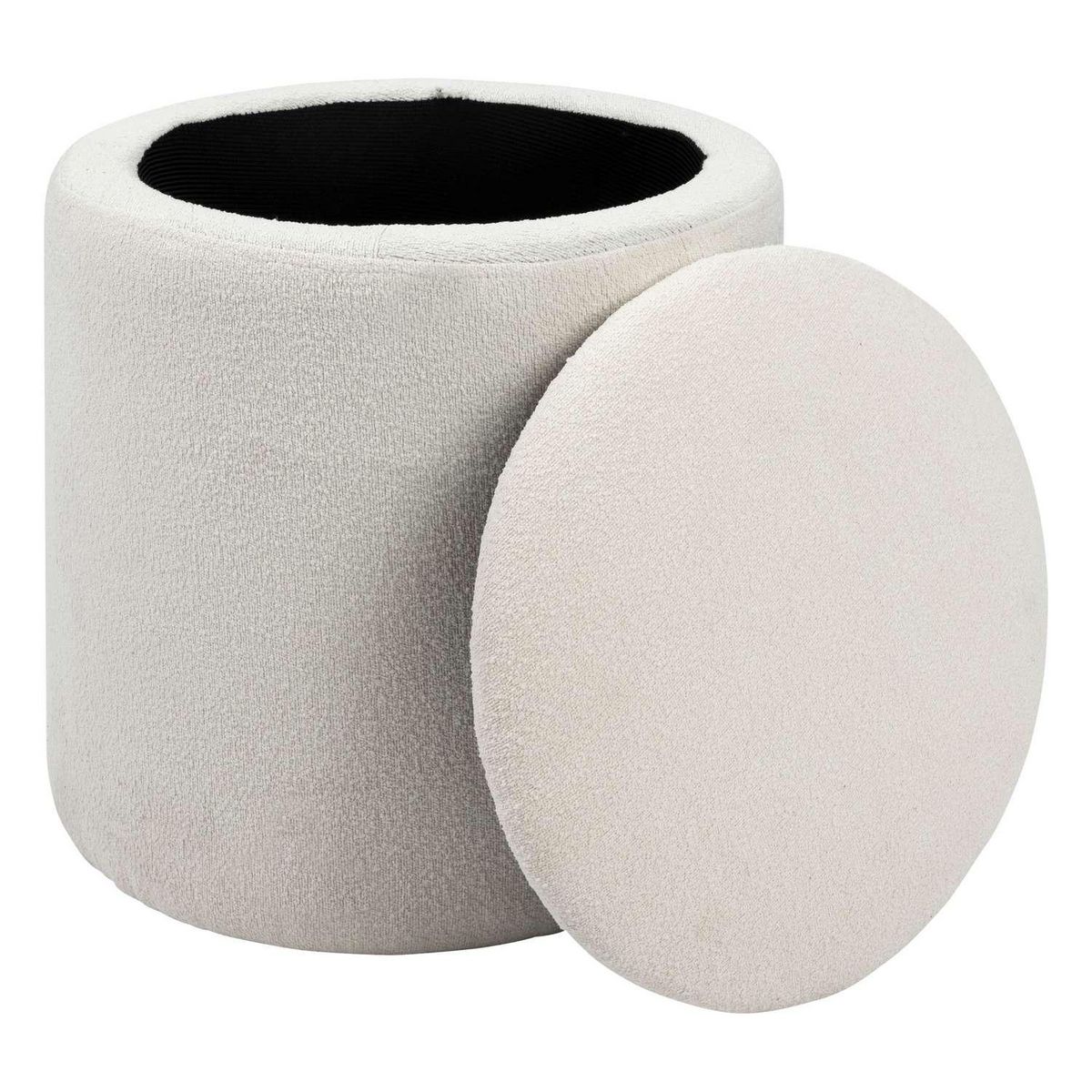 ATMOSPHERA Pouf de rangement en bouclette - Blanc
