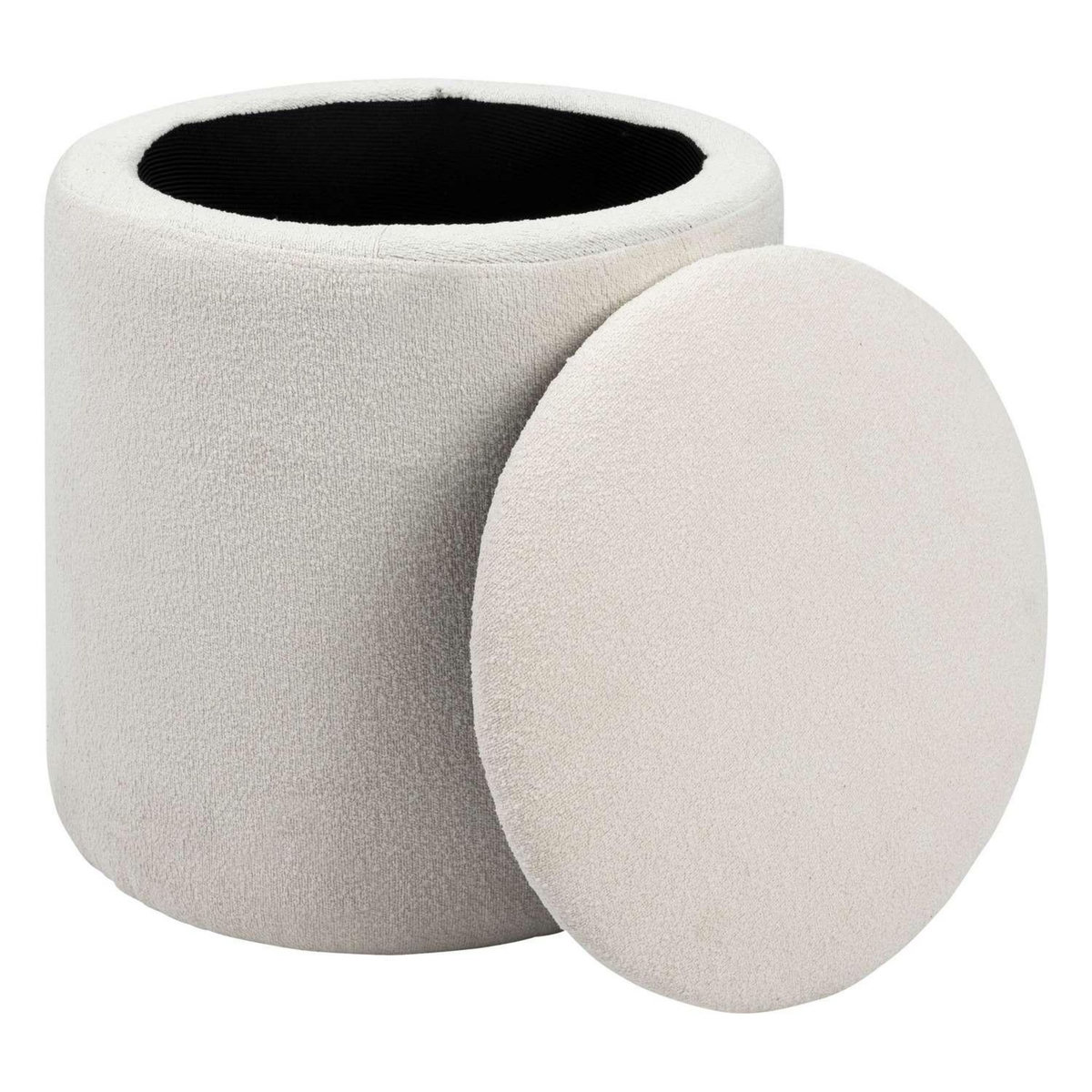 ATMOSPHERA Pouf de rangement en bouclette - Blanc