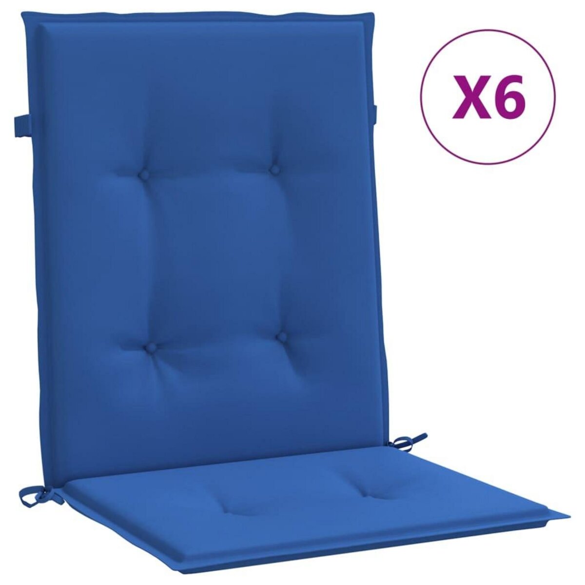 VIDAXL Coussins de chaise de jardin a dossier bas lot de 6 bleu royal