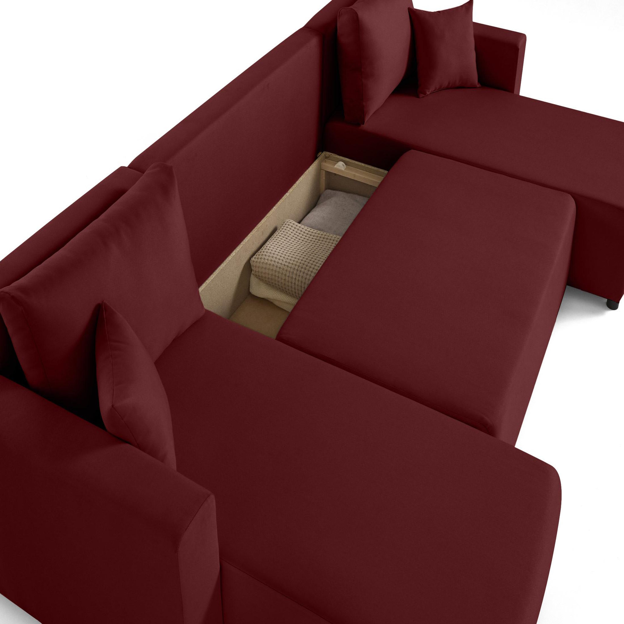 Voir la diapositive 4 : BEST MOBILIER Regala - canapé panoramique - 7 places - convertible avec coffre - en tissu