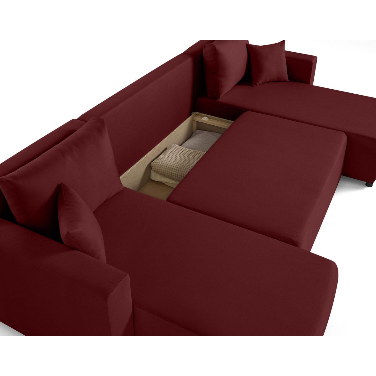 BEST MOBILIER Regala - canapé panoramique - 7 places - convertible avec coffre - en tissu