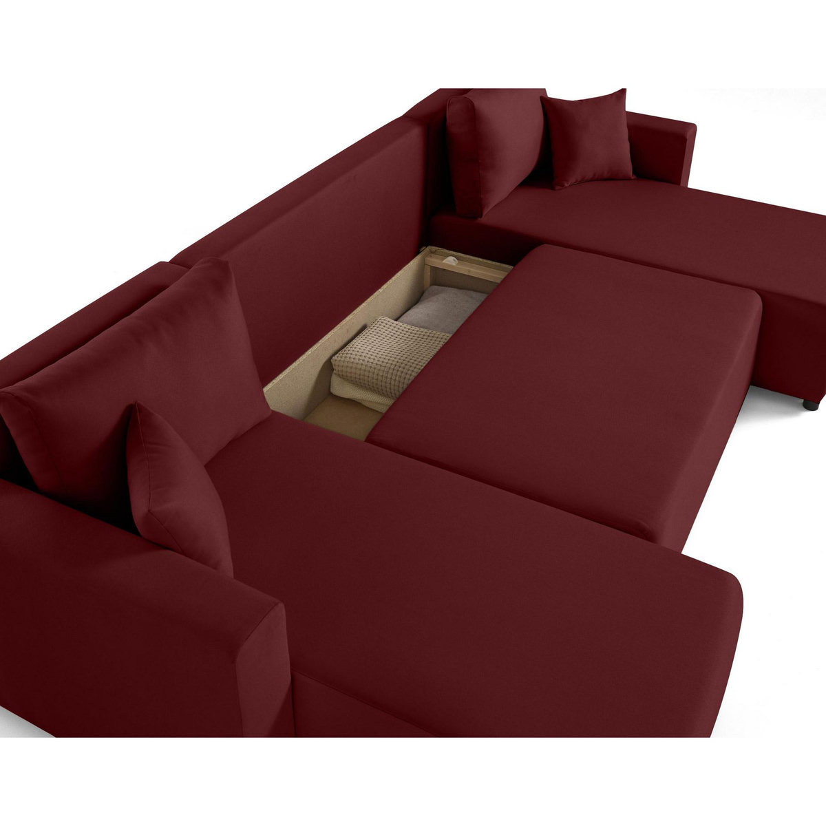 BEST MOBILIER Regala - canapé panoramique - 7 places - convertible avec coffre - en tissu