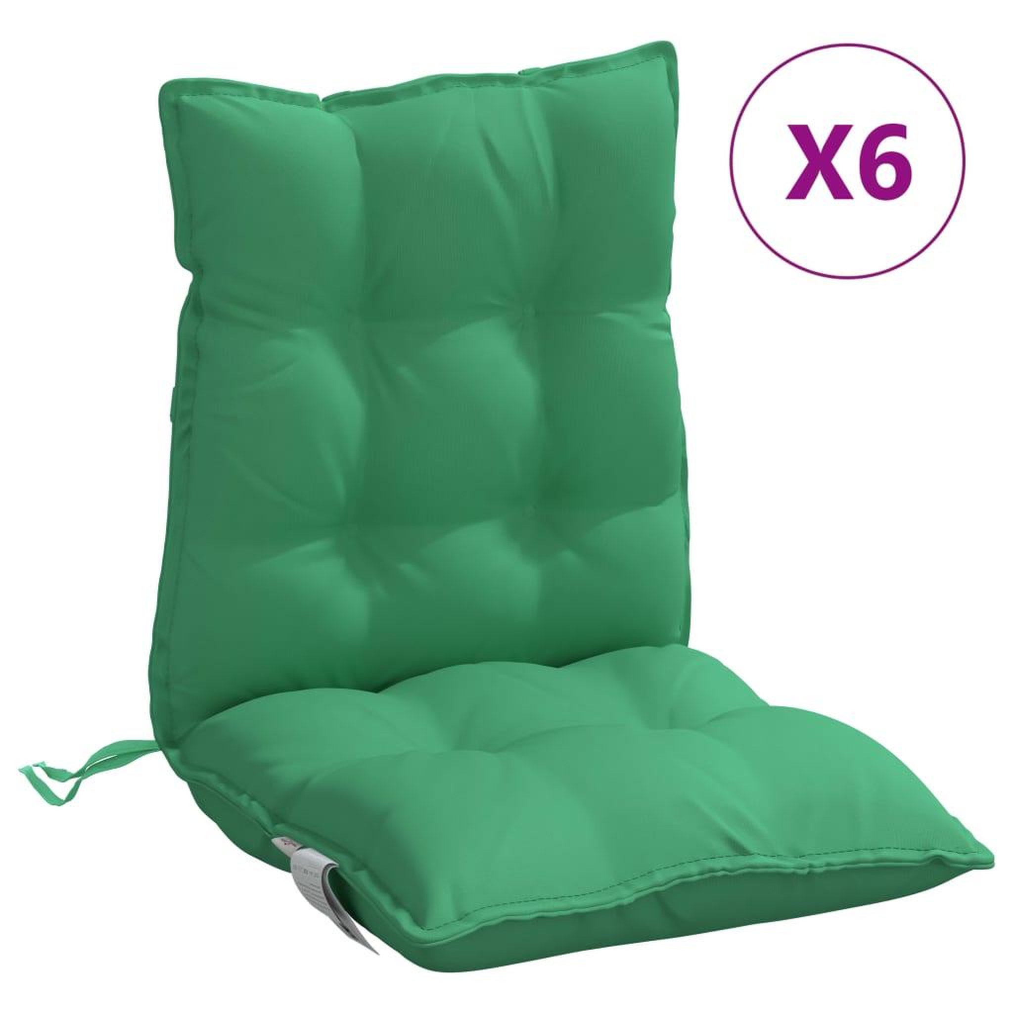 Voir la diapositive 2 : VIDAXL Coussins de chaise a dossier bas lot de 6 vert tissu oxford