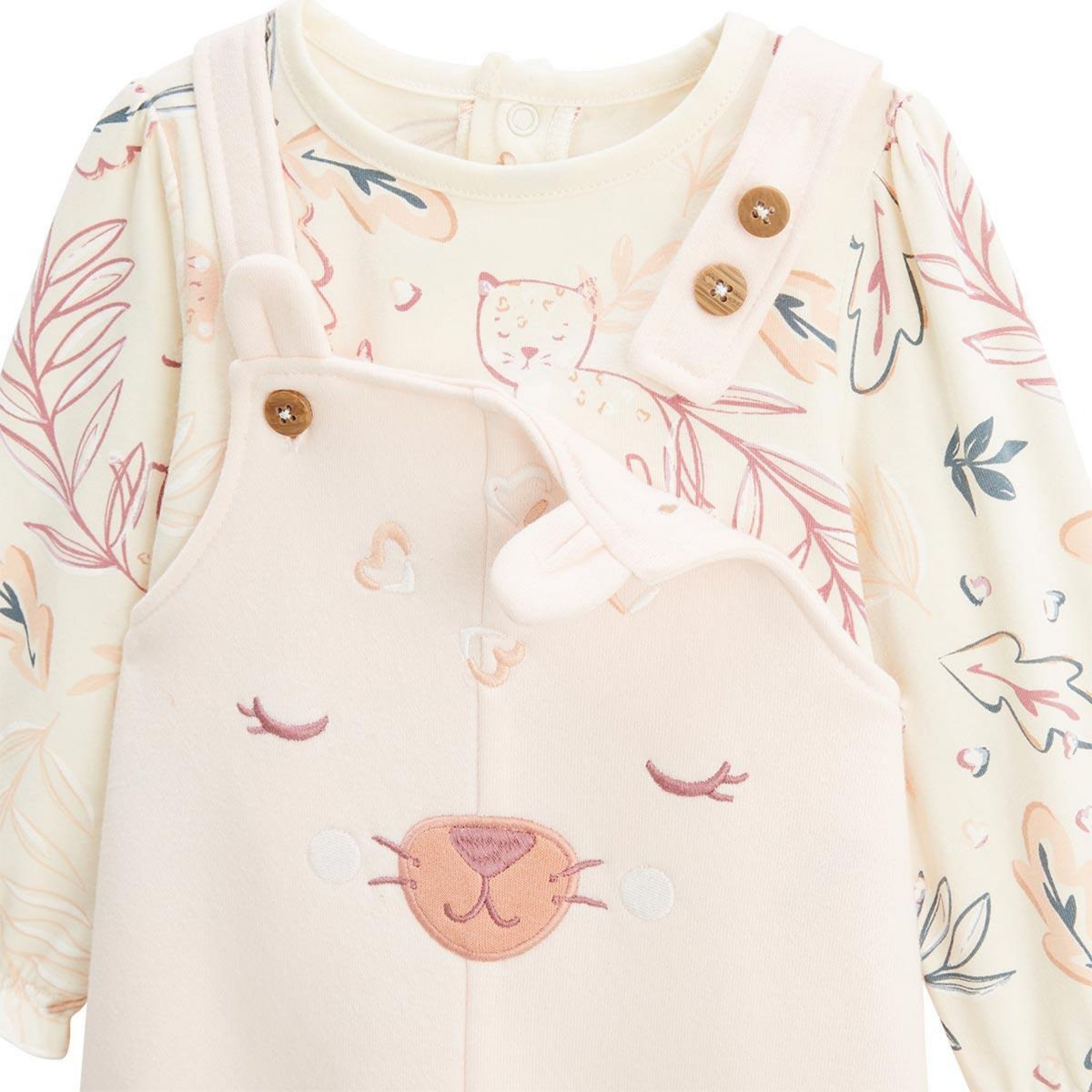 Petit Béguin Ensemble salopette bébé en molleton et t-shirt Matcha