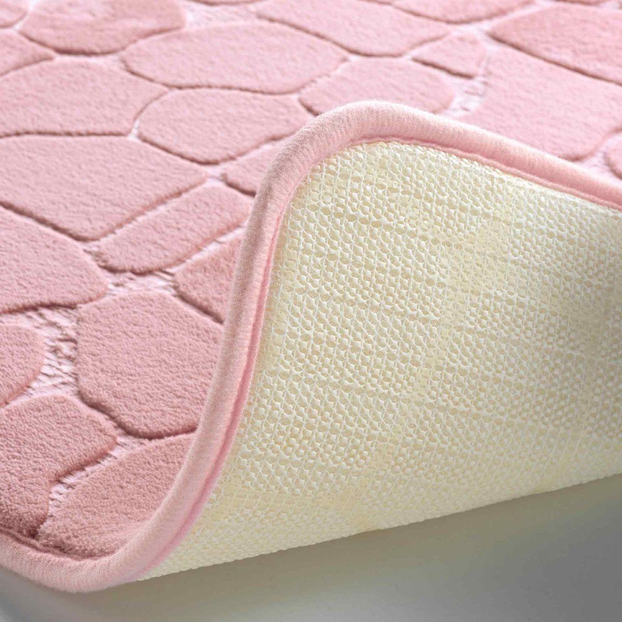 Voir la diapositive 2 : Douceur d'Intérieur Tapis de bain  ricochet  50x120cm rose poudré