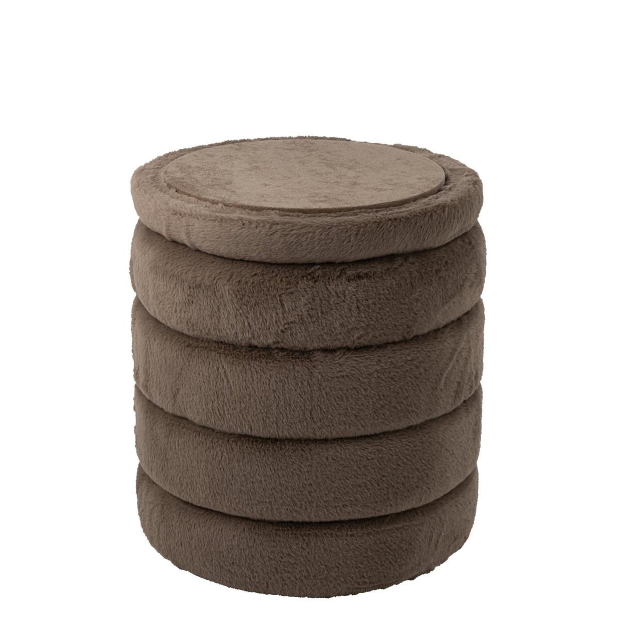 Voir la diapositive 2 : J-LINE Pouf coffre imitation fourrure  cotton  47cm taupe