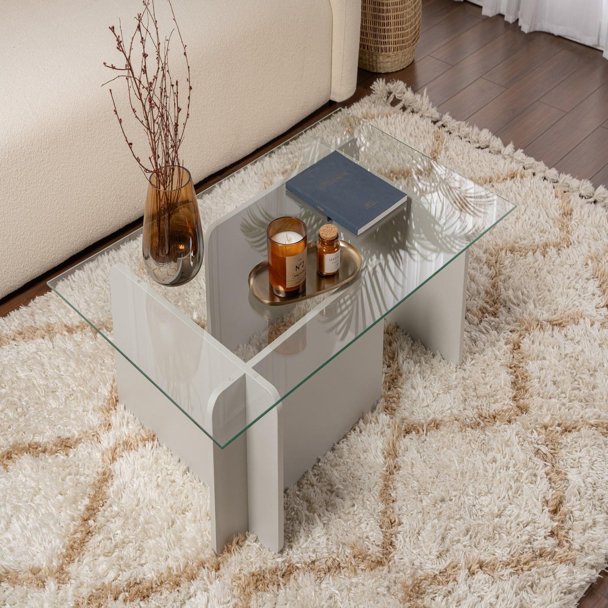 Voir la diapositive 2 : Habitat et Jardin Table basse en verre  flavio  105 x 65 x 30 cm - gris