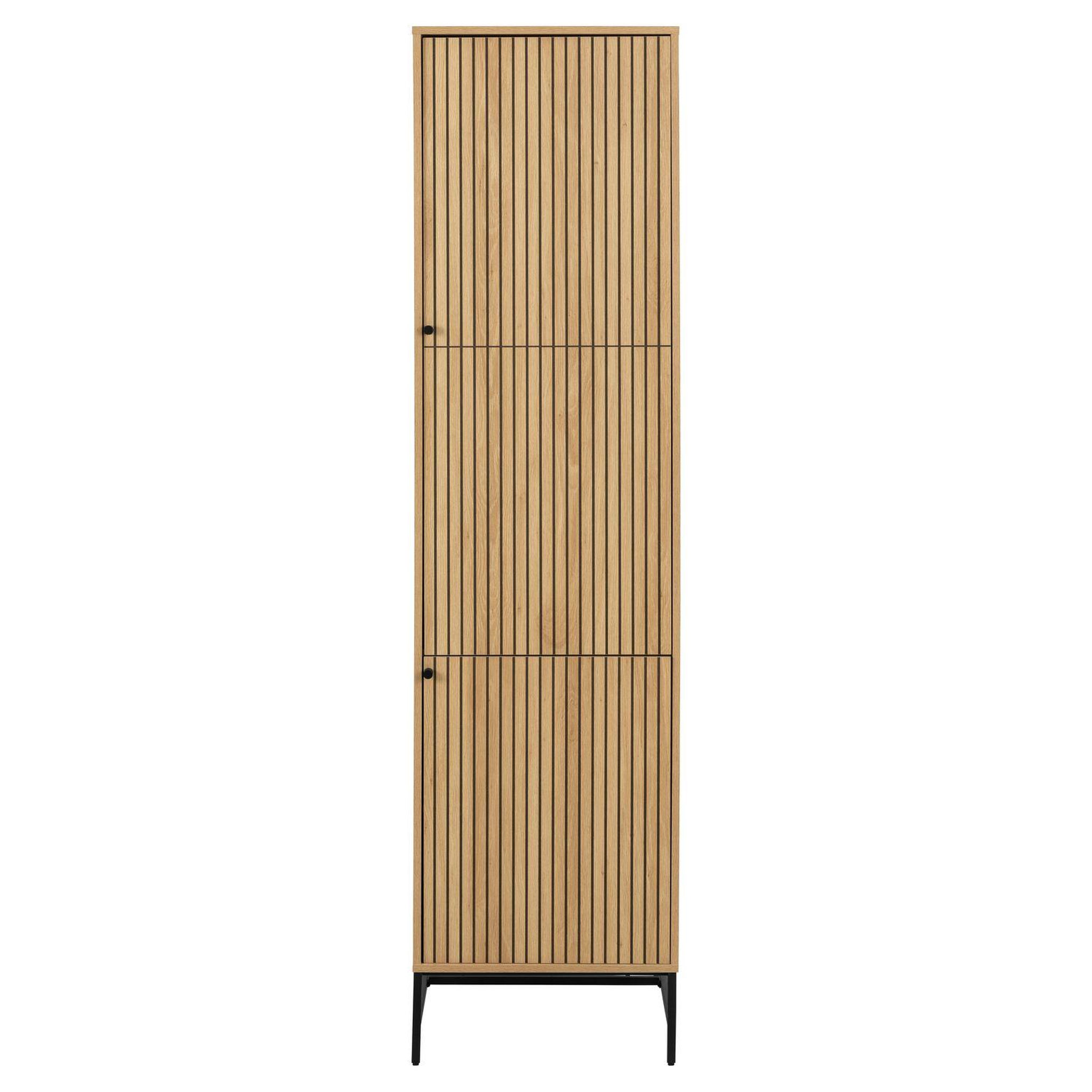 Voir la diapositive 2 : TOILINUX Armoire 2 portes et 2 étagères effet tasseaux baïkal - beige