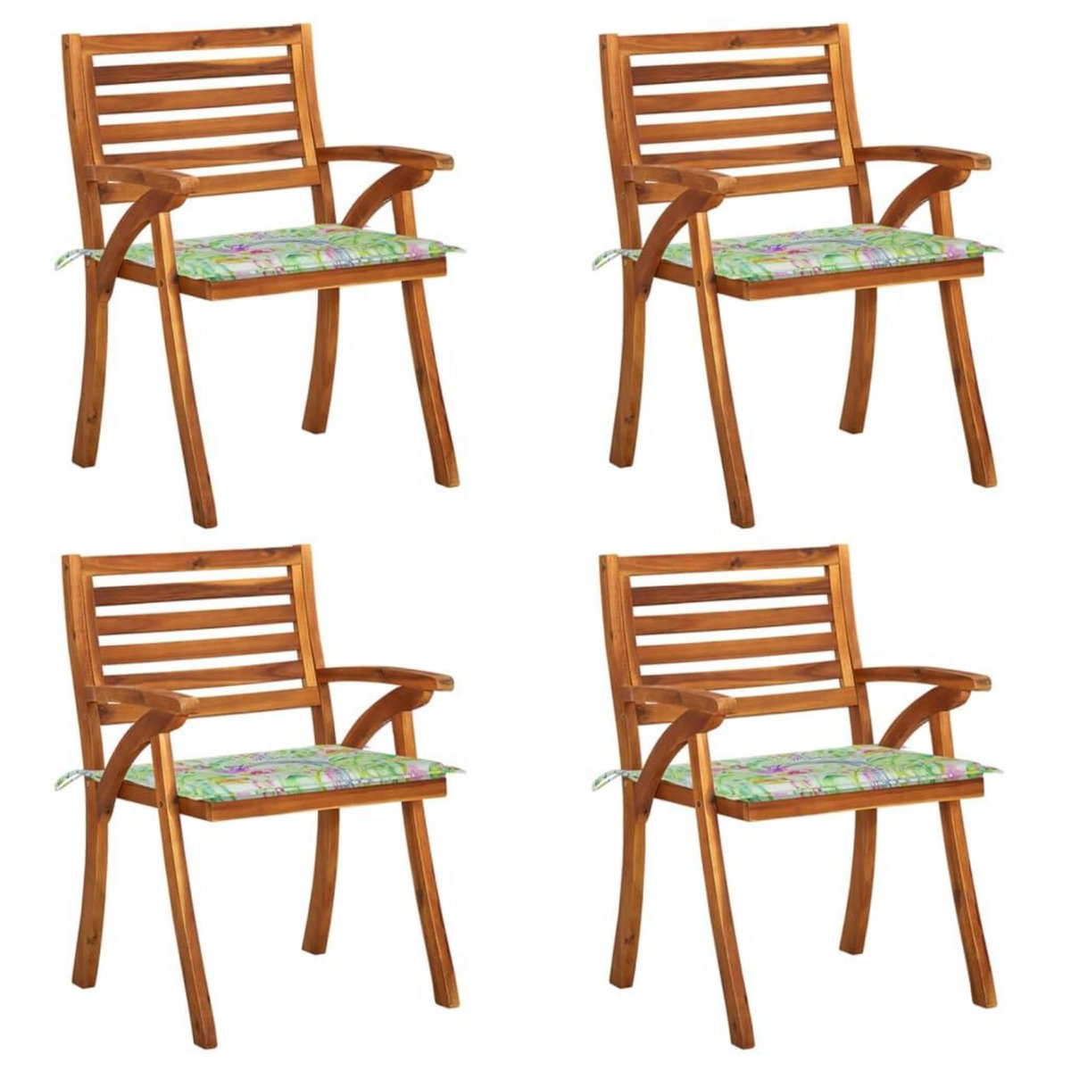 VIDAXL Chaises de jardin avec coussins lot de 4 Bois de teck solide
