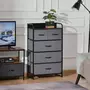 HOMCOM Commode meuble de rangement 5 tiroirs pliables en tissu 58 x 29 x 99 cm gris