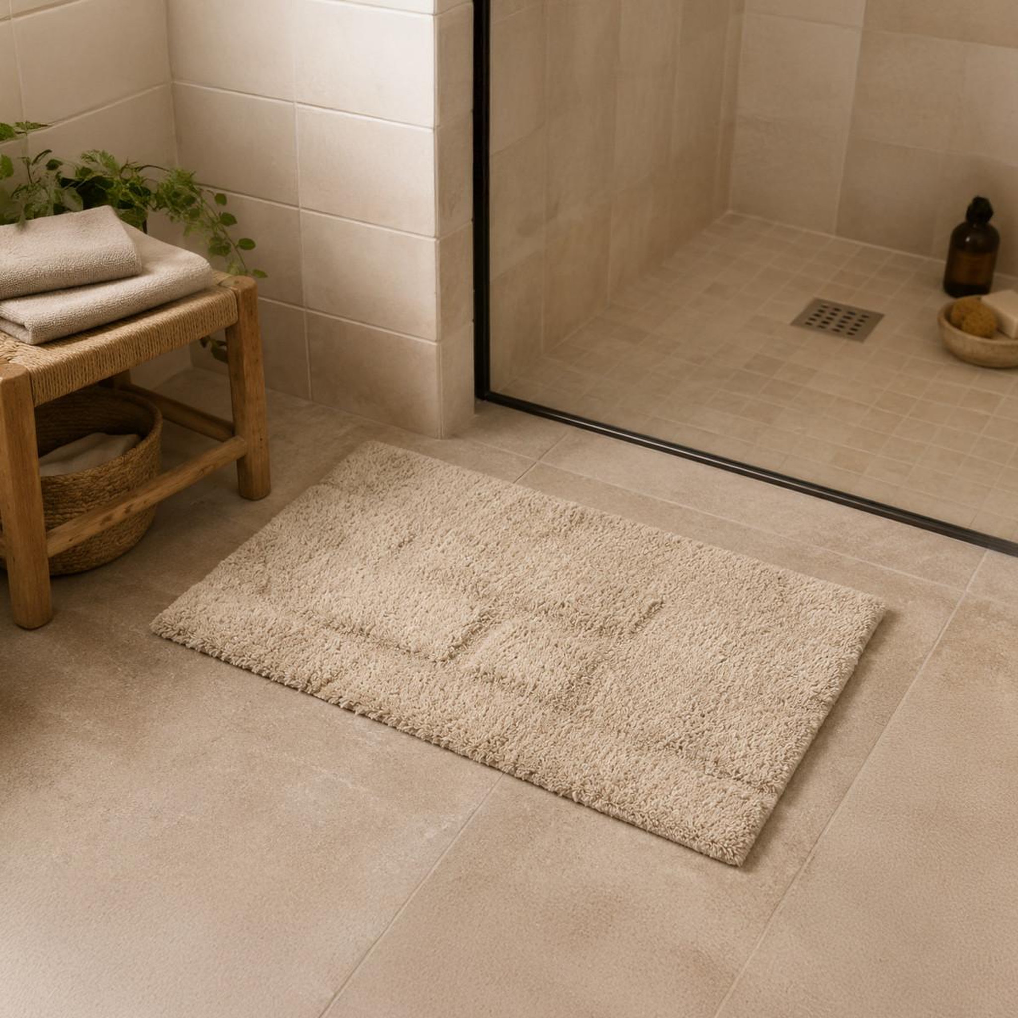 Voir la diapositive 2 : GUY LEVASSEUR Tapis de bain motifs embossés en coton tufté 50x80cm