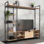 Voir la diapositive 2 : ID MARKET Ensemble meuble TV 170 cm DETROIT avec étagères design industriel