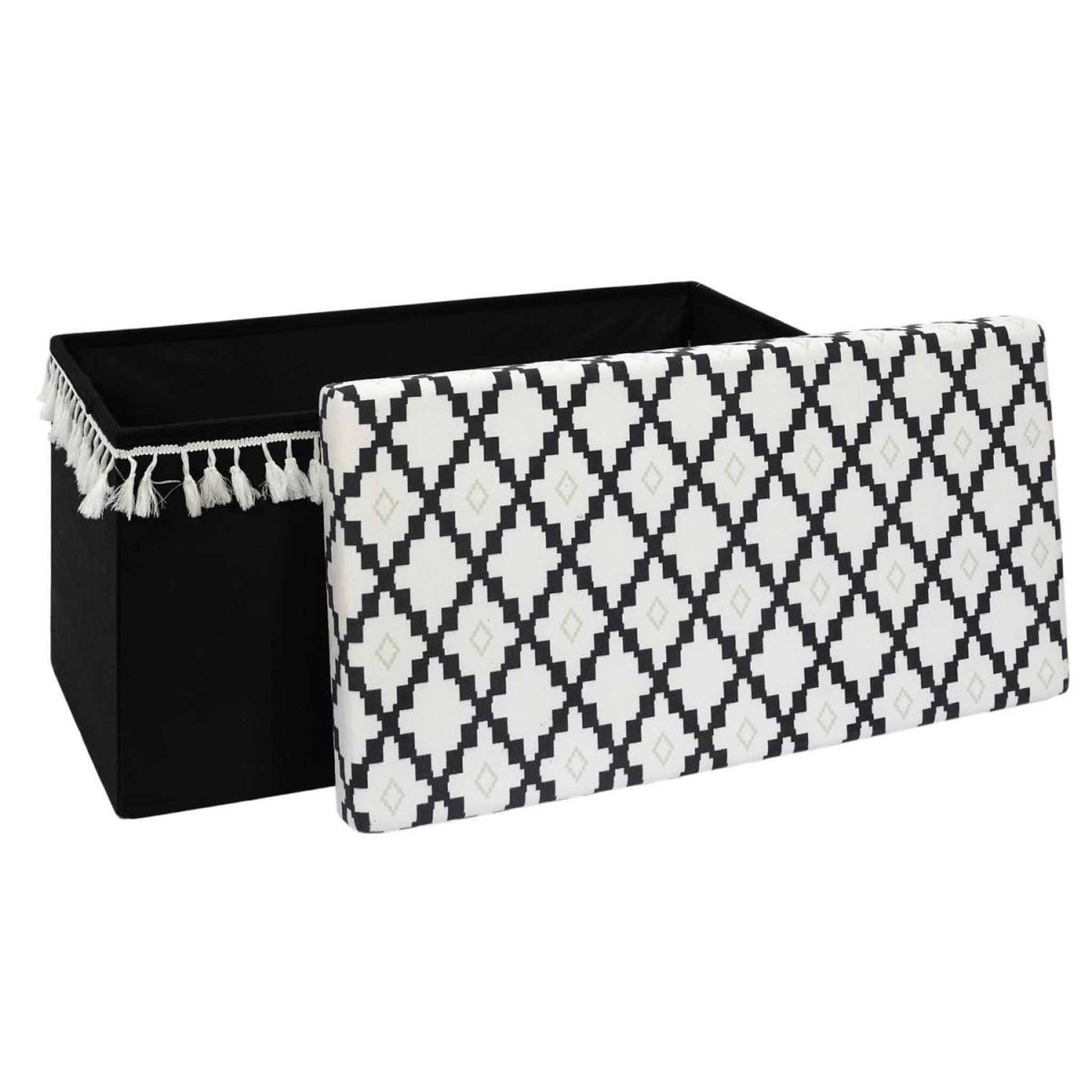 Voir la diapositive 3 : The Home Deco Factory Banc pliable & coffre  mirage  76cm noir & blanc