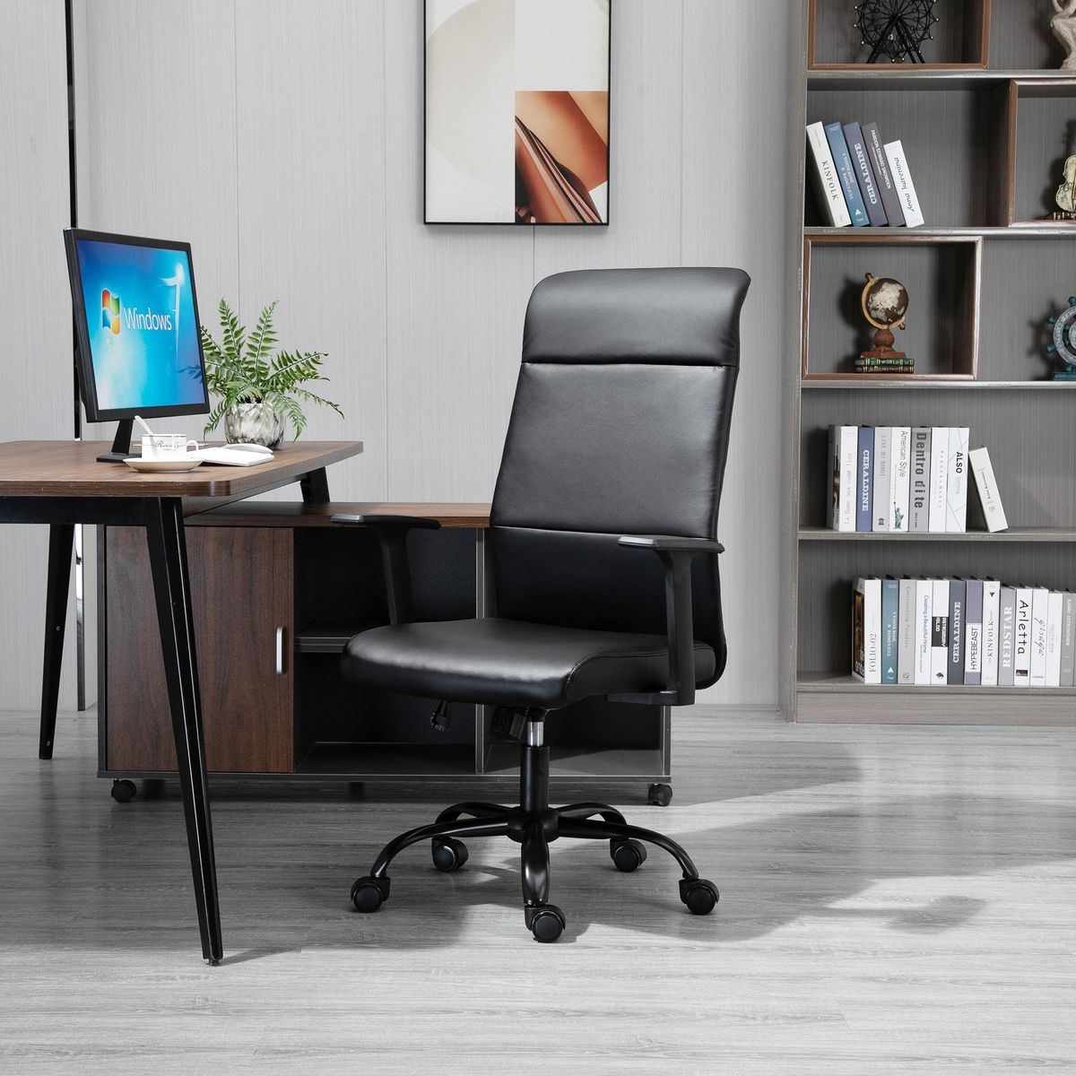 VINSETTO Vinsetto Fauteuil de bureau manager ergonomique pivotant 360° hauteur assise réglable revêtement synthétique PU noir