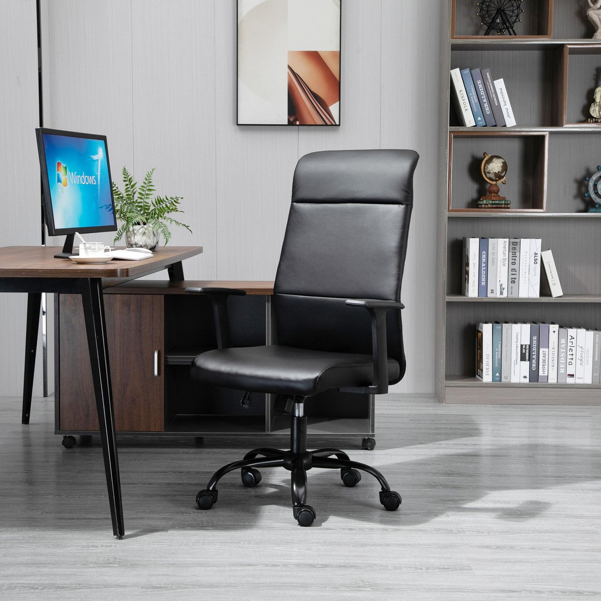 VINSETTO Vinsetto Fauteuil de bureau manager ergonomique pivotant 360° hauteur assise réglable revêtement synthétique PU noir