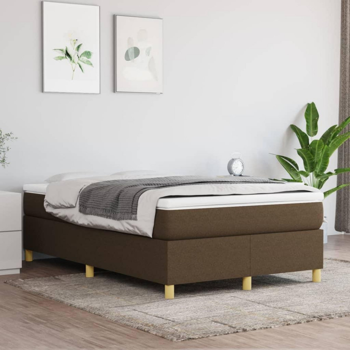 VIDAXL Cadre de lit sans matelas marron fonce 120x200 cm tissu